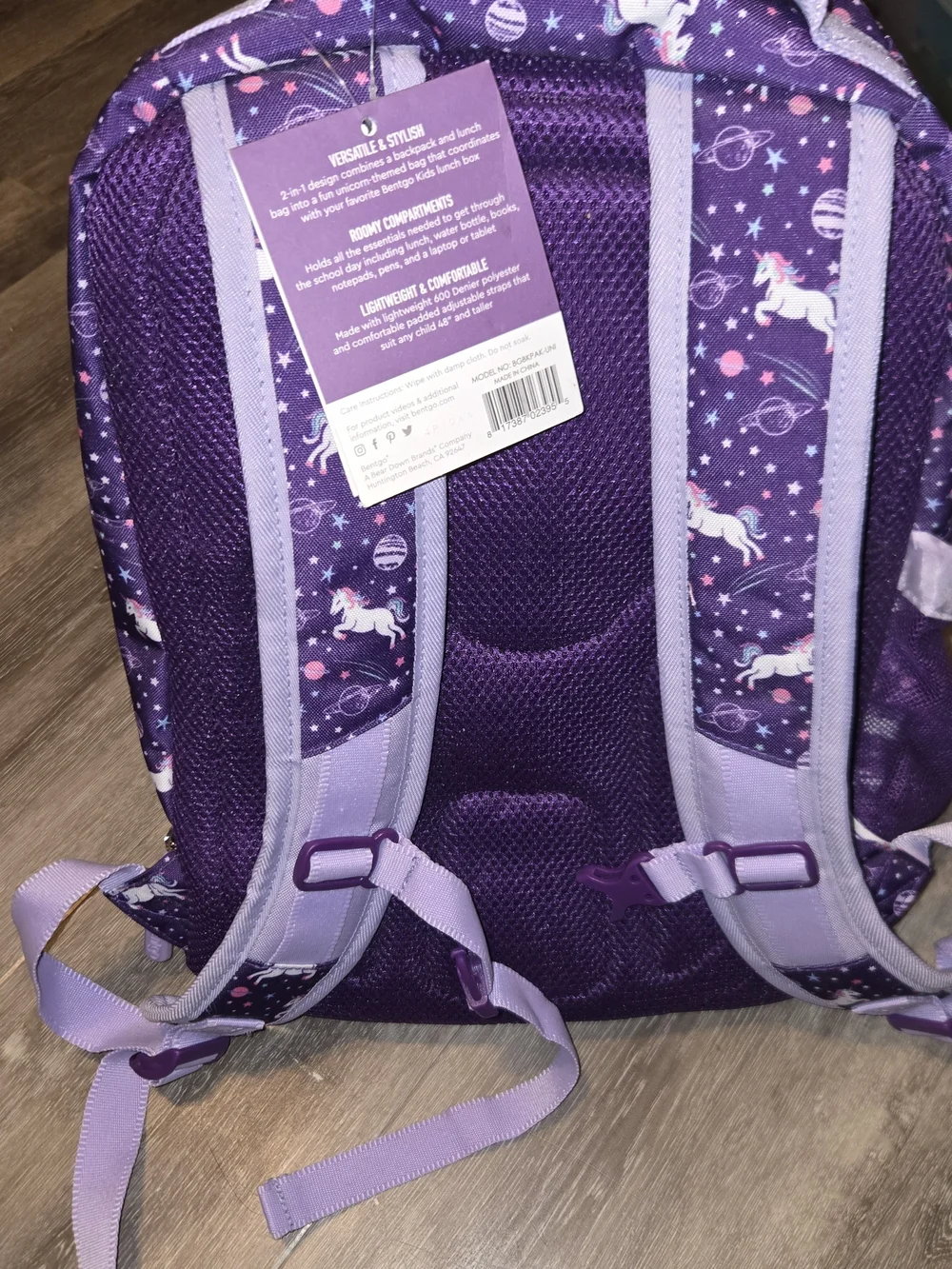 Bentgo Kids Purple Unicorn Backpack with Built-In Lunch Bag